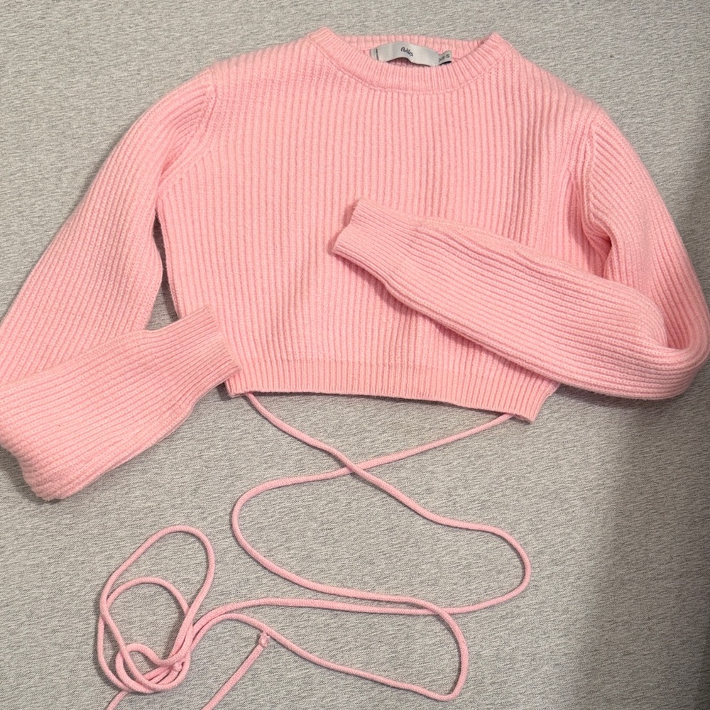 Adika Pink Ribbed Sweater Cardigan